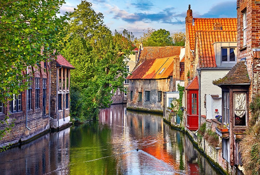 Canals and old houses in Bruges Belgium