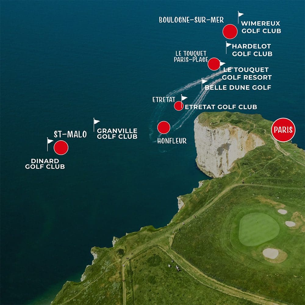 Map Best Golf Courses in Normandy and Northern France