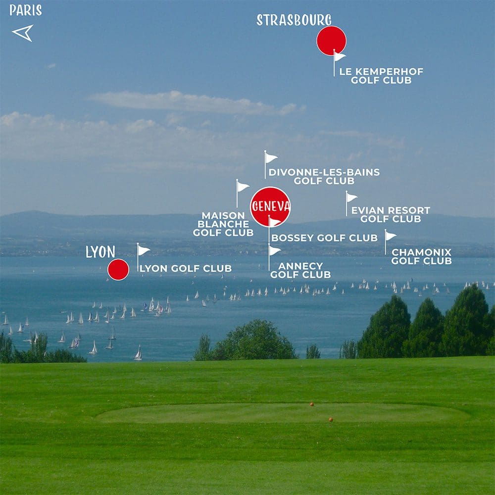 Map Best Golf Courses to play near Strasbourg, Geneva, Annecy and Chamonix in Eastern France