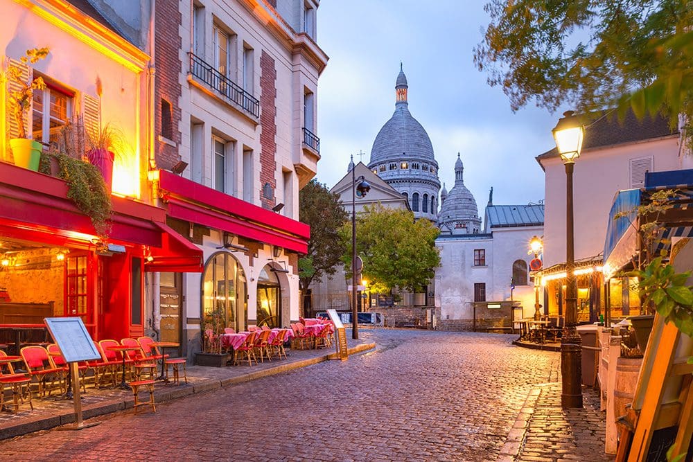 Place du Tertre and Sacré Coeur in Montmartre Paris France