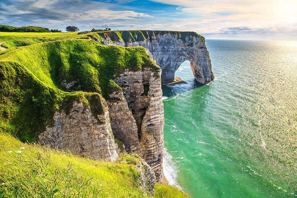 Majestic Etretat Cliffs and Arch with the sea in Normandy France