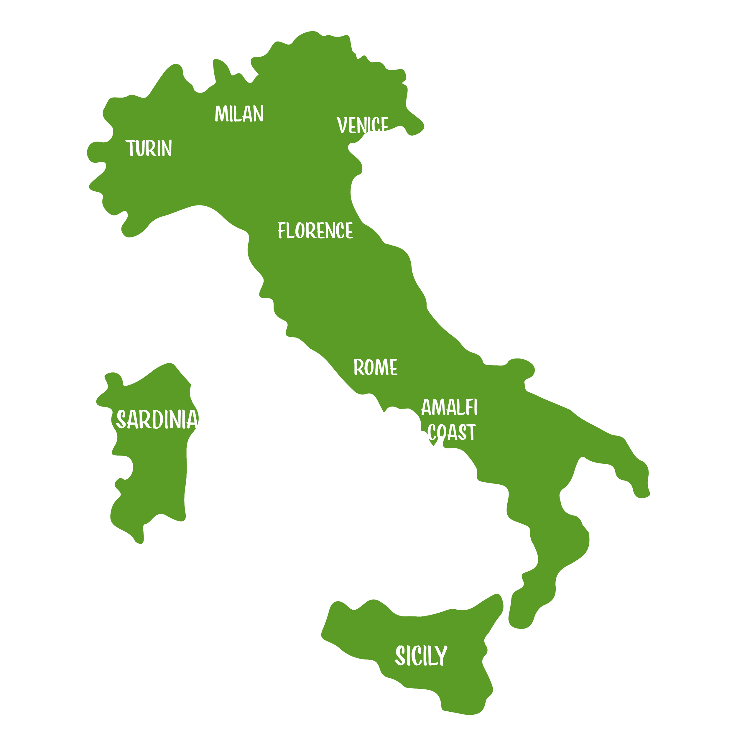 Italy map and golf regions