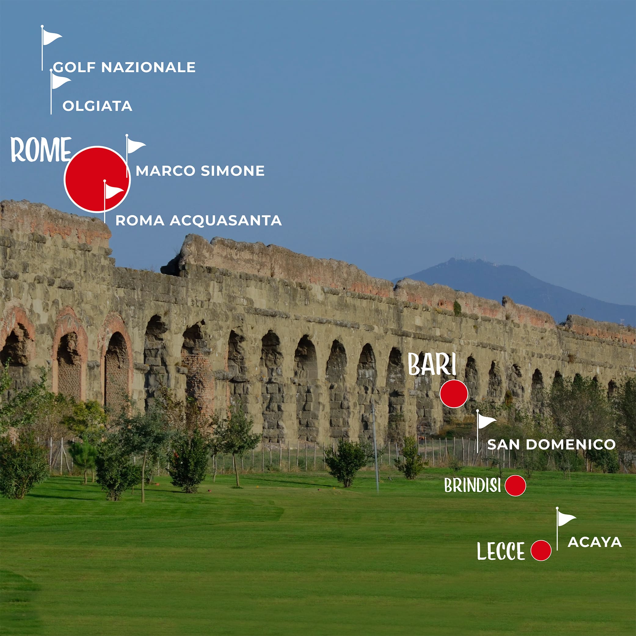 Map Best Golf Courses in Rome and Southern Italy