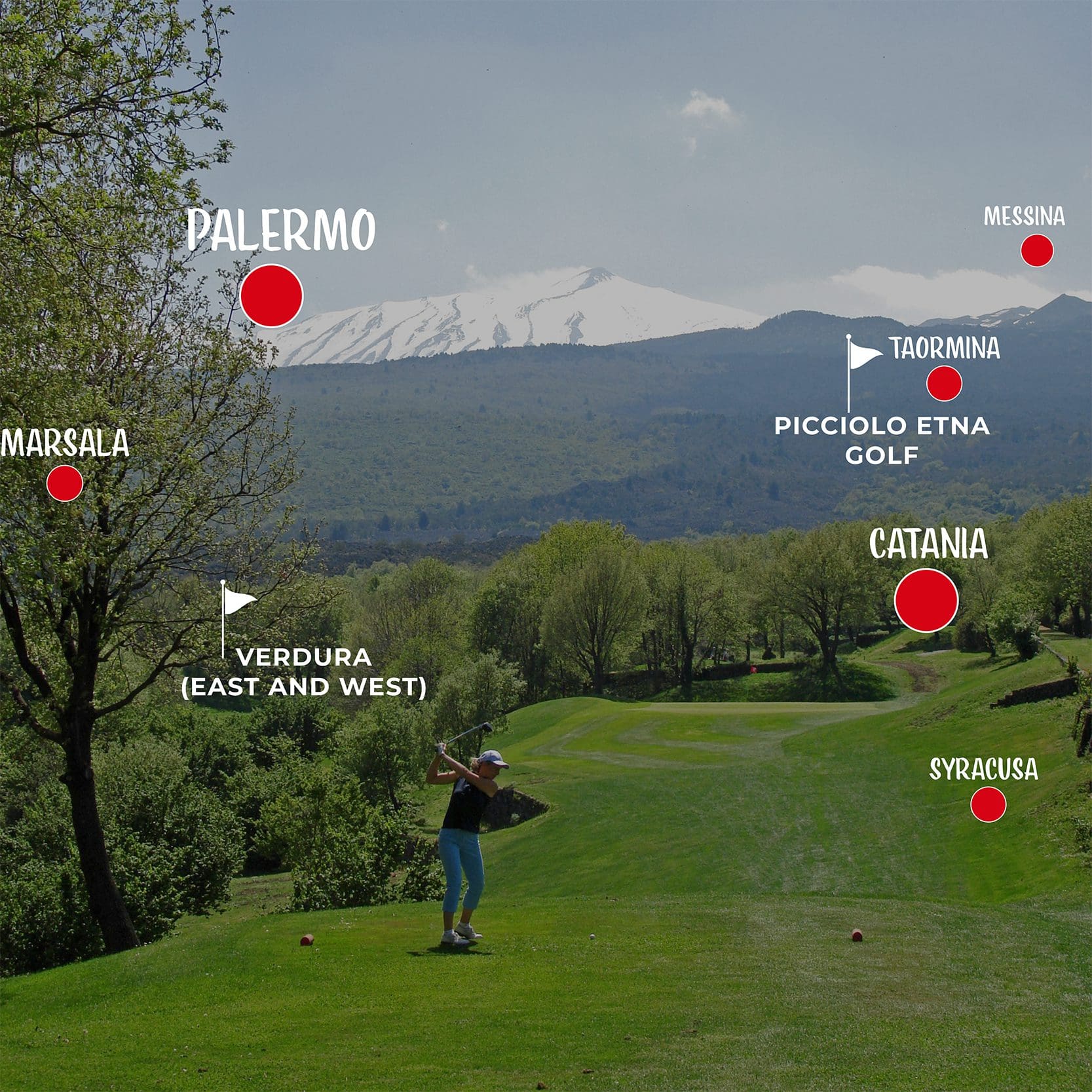 Map Best Golf Courses in Sicily Italy