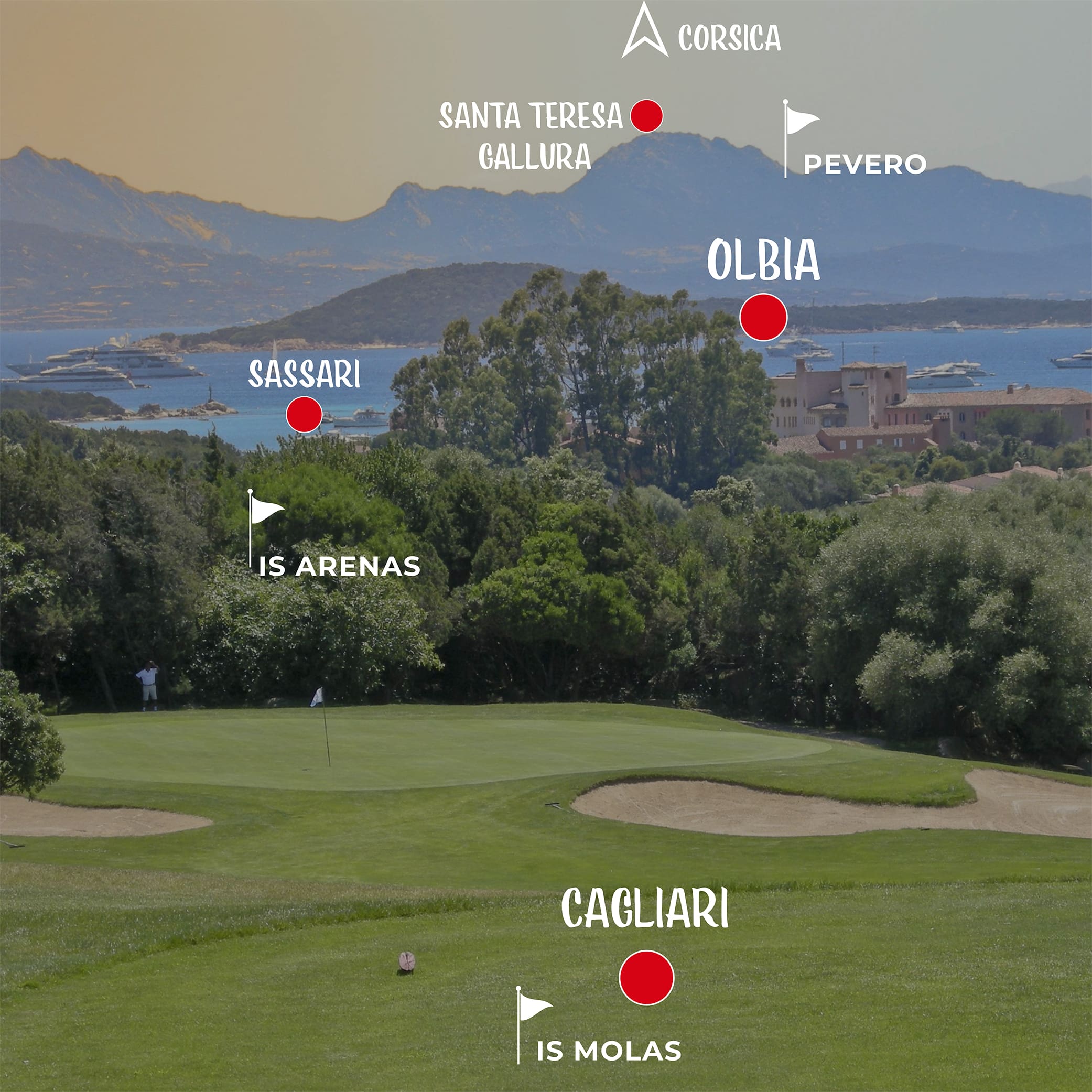 Map Best Golf Courses in Sardinia