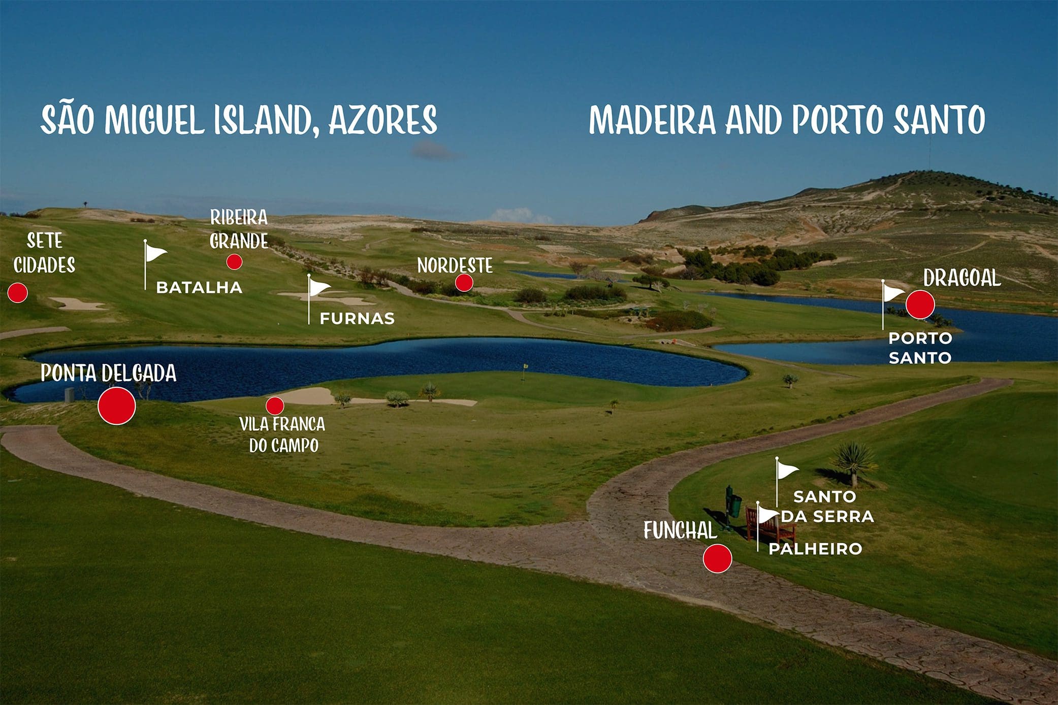 Map Best Golf Courses in the Azores Madeira and Porto Santo in Portugal