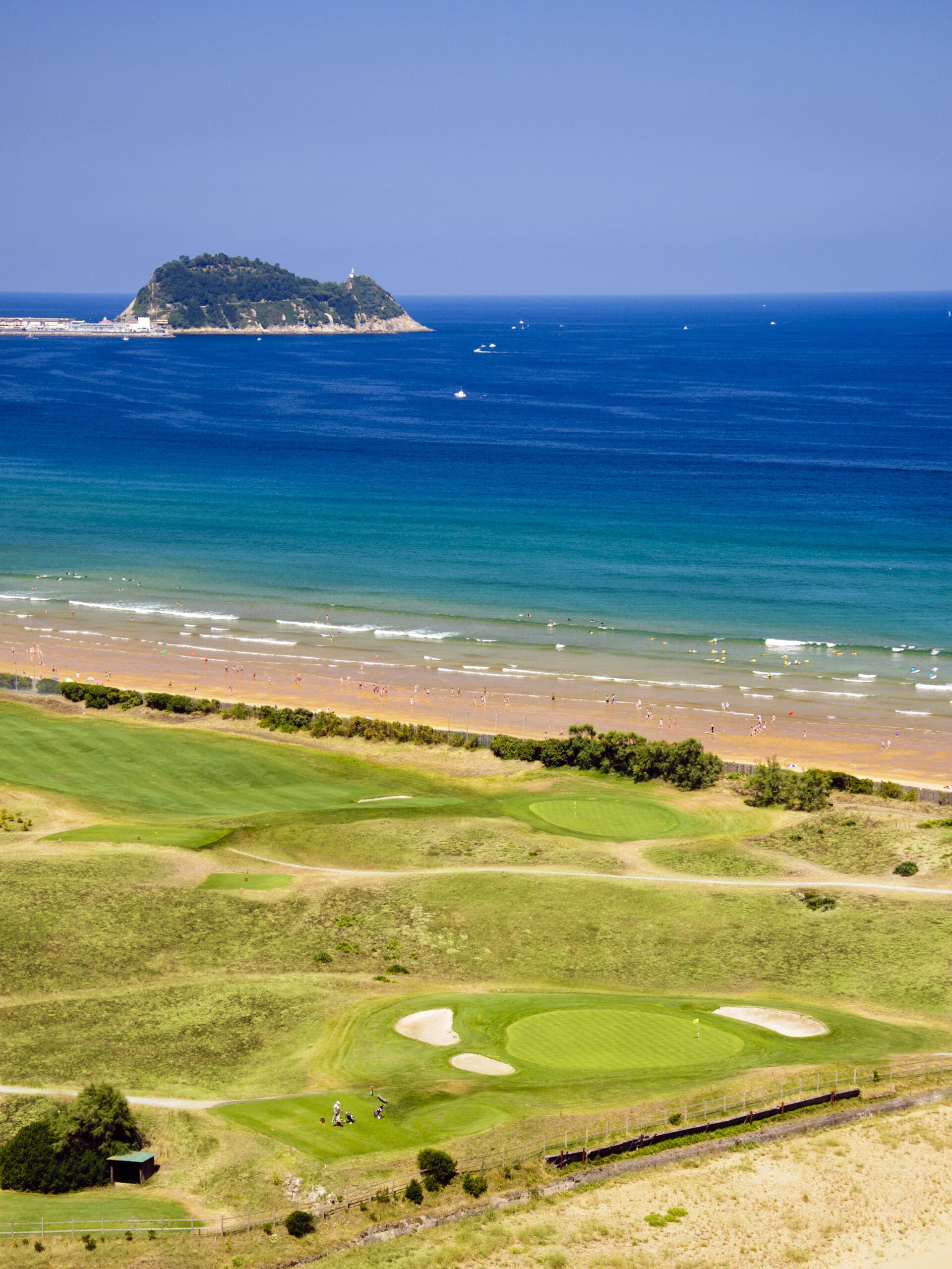 Zarauz Golf Course and beach in Northern Spain