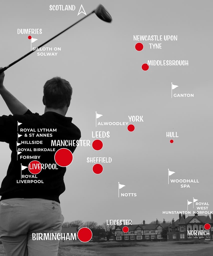 Map Best Golf Courses England's Golf Coast UK