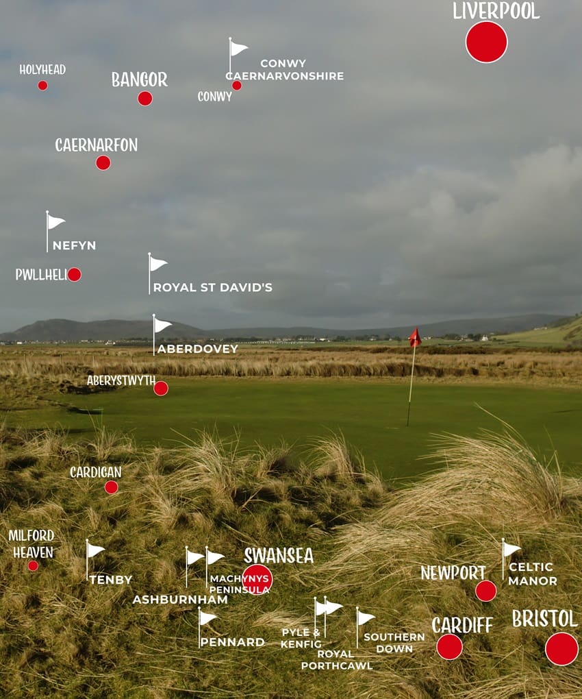 Wales Best Golf Courses Map