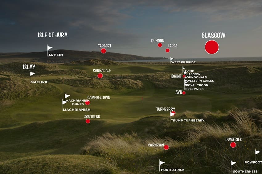 Best Golf Courses Map in Ayre Western Scotland and the Hebrides Islands